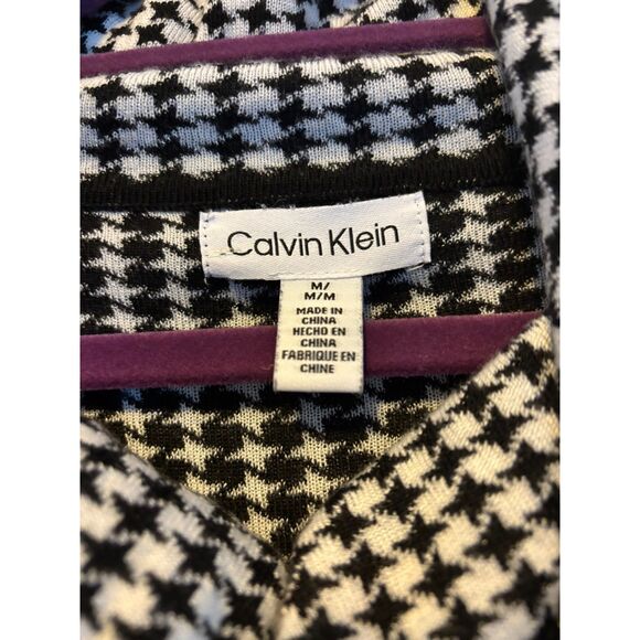 Houndstooth Cowlneck Calvin Klein Lite Sweater Sz M Work, Casual Relaxed Classic - Picture 4 of 4